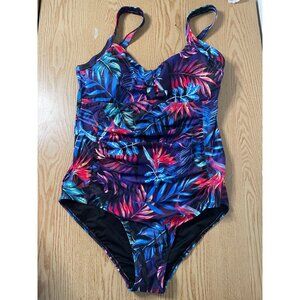 B14 New Women’s 1pc Swimsuit Palm Leaves Print size Large